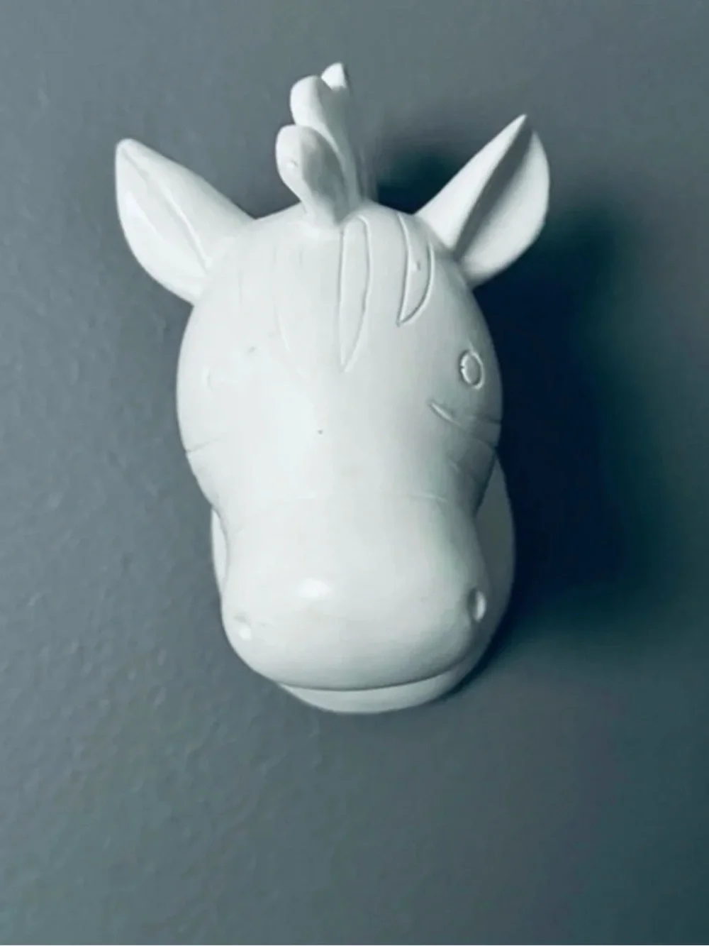 Mini Zebra Head Bust Wall Hanging White Painted Gallery Wall Safari Bohemian